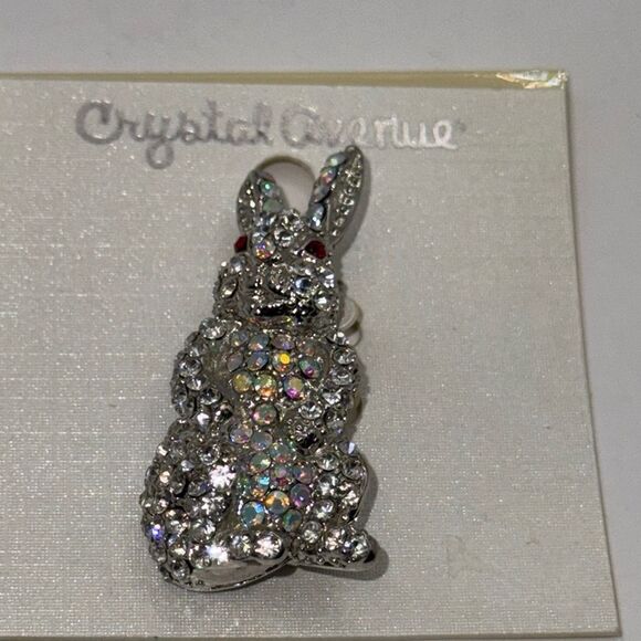 Crystal Avenue Silver Bunny Rabbit Brooch - Picture 2 of 5